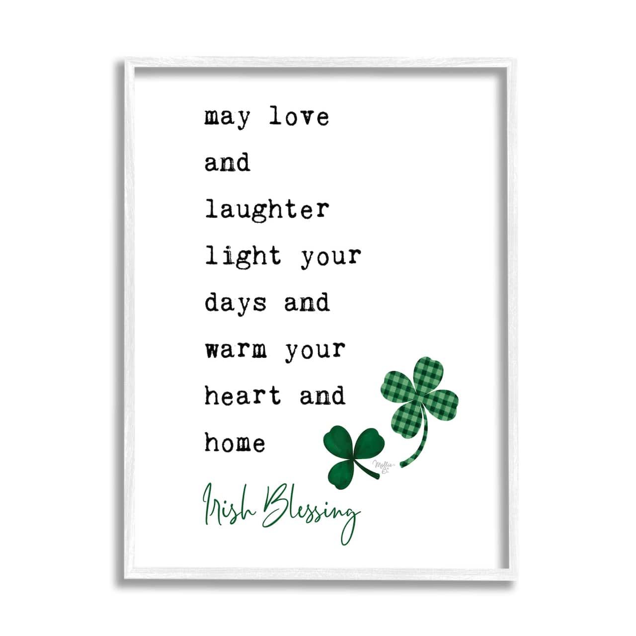 Stupell Industries Heart & Home Touching Irish Blessing Clover Motif Framed Giclee Art